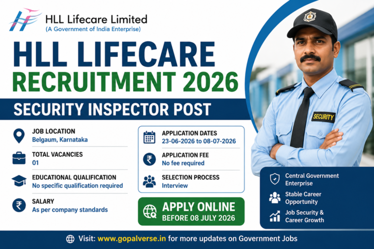 HLL Lifecare Recruitment 2026 Security Inspector Recruitment in Belgaum Karnataka Apply Online