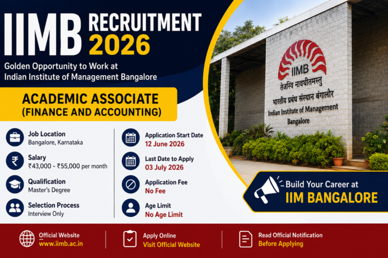 IIMB Recruitment 2026 Academic Associate Finance and Accounting Bangalore salary ₹55000 apply online