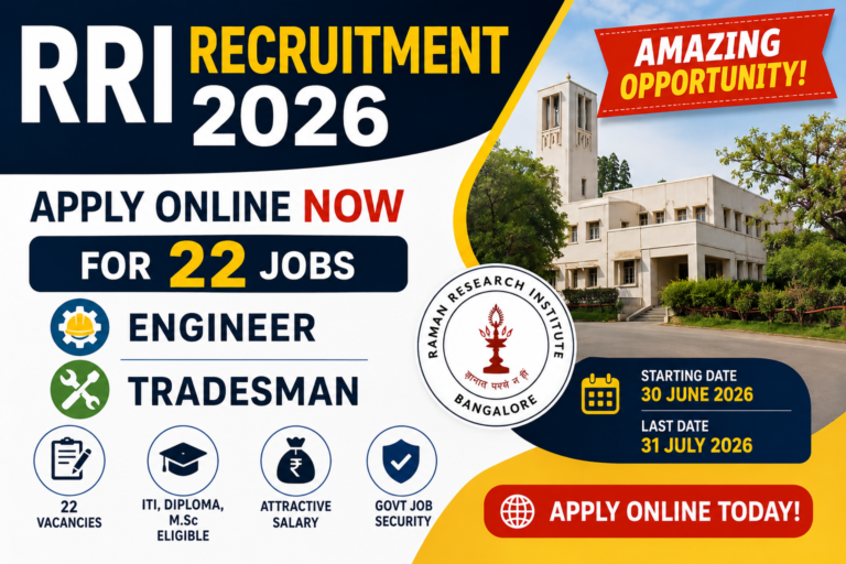 RRI Recruitment 2026 apply online for 22 engineer and tradesman jobs notification