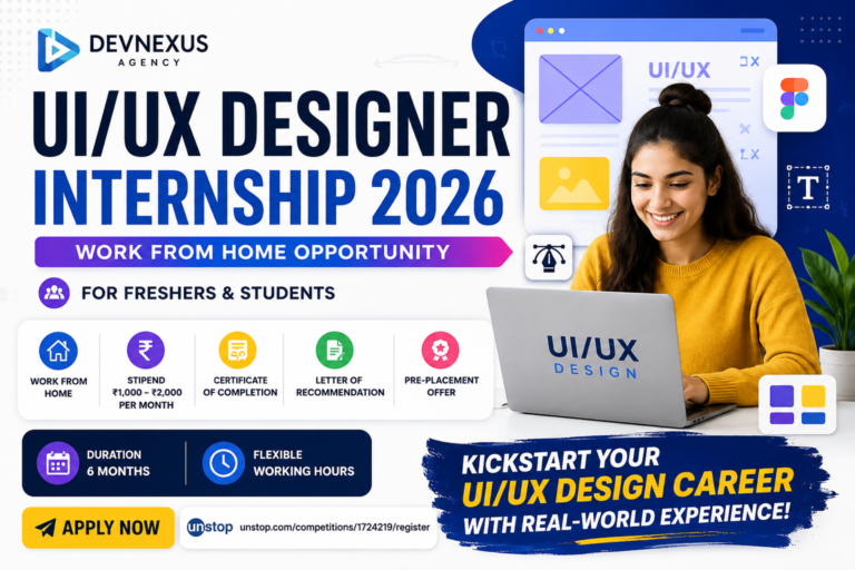 Devnexus UI/UX Designer Internship 2026 Work From Home Internship for Freshers